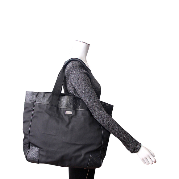 GUCCI Leather/Canvas Tote Black - Picture 2 of 2